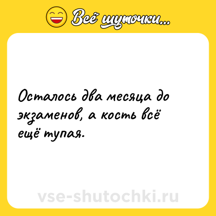 Шутка: Осталось два месяца до экзаменов, а кость всё ещё тупая.