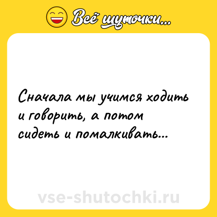Шутка: Сначала мы учимся ходить и говорить, а потом сидеть и помалкивать...