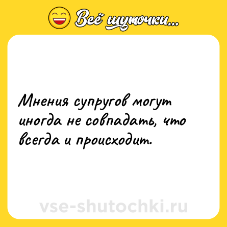 Шутка: Мнения супругов могут иногда не совпадать, что всегда и происходит.