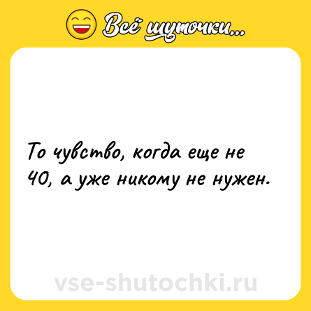 Шутка: То чувство, когда еще не 40, а уже никому не нужен.