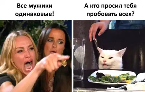 Смешной мем про мужчин и кошек