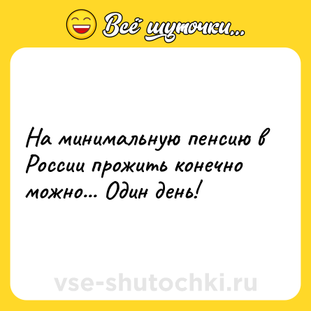 Шутка: На минимальную пенсию в России прожить конечно можно... Один день!
