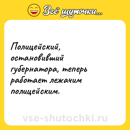 Шутка: Полицейский, остановивший губернатора, теперь работает лежачим полицейским.