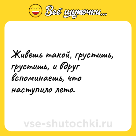 Шутка: Живешь такой, грустишь, грустишь, и вдруг вспоминаешь, что наступило лето.