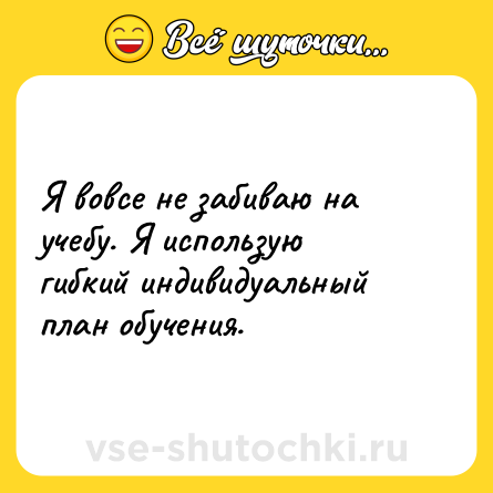 Шутка: Я вовсе не забиваю на учебу. Я использую гибкий индивидуальный план обучения.