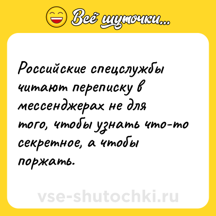 Шутка: Российские спецслужбы читают переписку в мессенджерах не для того, чтобы узнать что-то секретное, а чтобы поржать.