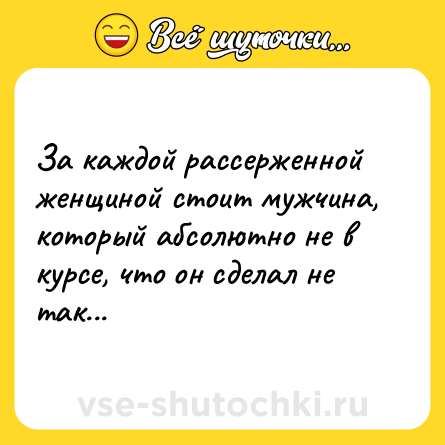 Шутка: За каждой рассерженной женщиной стоит мужчина, который абсолютно не в курсе, что он сделал не так...