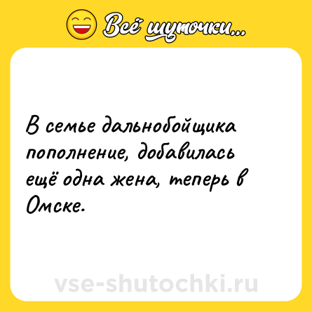 Шутка: В семье дальнобойщика пополнение, добавилась ещё одна жена, теперь в Омске.