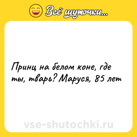 Шутка: Принц на белом коне, где ты, тварь? Маруся, 85 лет