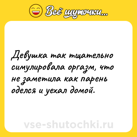 Шутка: Девушка так тщательно симулировала оргазм, что не заметила как парень оделся и уехал домой.