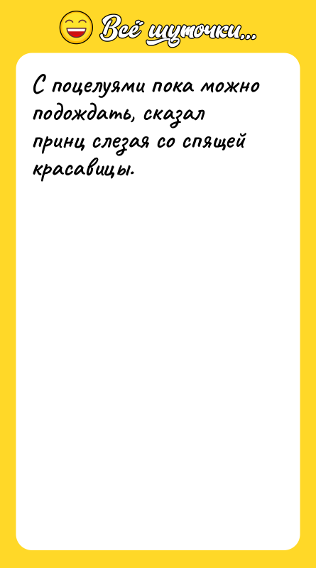 С поцелуями пока можно подождать, сказал принц слезая со спящей
