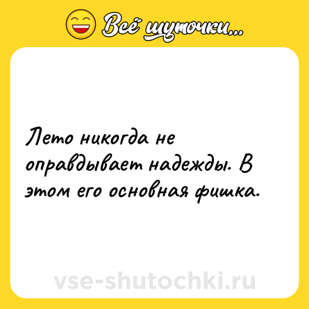 Шутка: Лето никогда не оправдывает надежды. В этом его основная фишка.