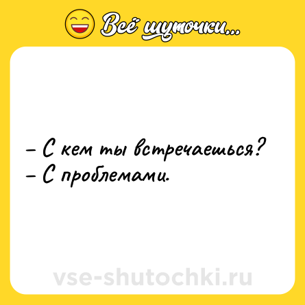 Шутка: – С кем ты встречаешься?<br>– С проблемами.