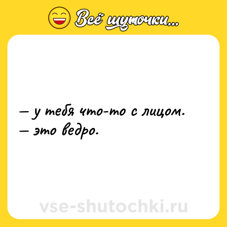 Шутка: — у тебя что-то с лицом. <br>— это ведро.