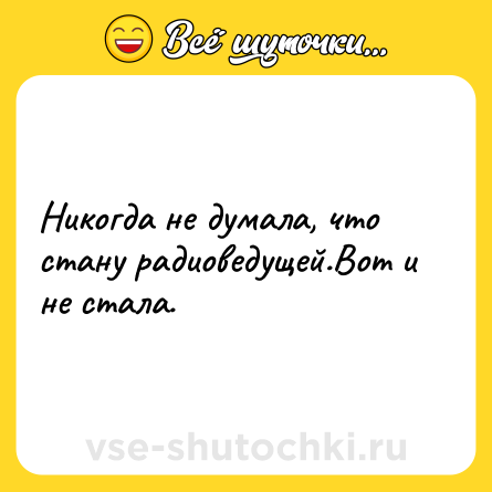 Шутка: Никогда не думала, что стану радиоведущей.Вот и не стала.