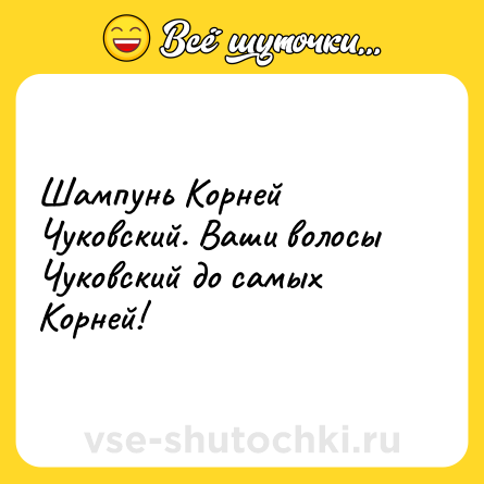 Шутка: Шампунь Корней Чуковский. Ваши волосы Чуковский до самых Корней!
