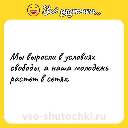 Шутка: Мы выросли в условиях свободы, а наша молодежь растет в сетях.
