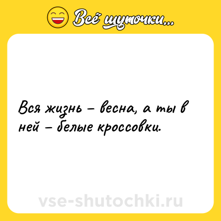 Шутка: Вся жизнь – весна, а ты в ней – белые кроссовки.