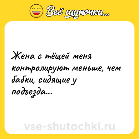 Шутка: Жена с тёщей меня контролируют меньше, чем бабки, сидящие у подъезда...