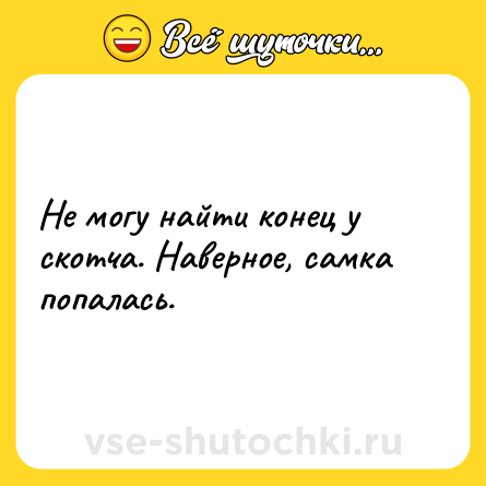 Шутка: Не могу найти конец у скотча. Наверное, самка попалась.