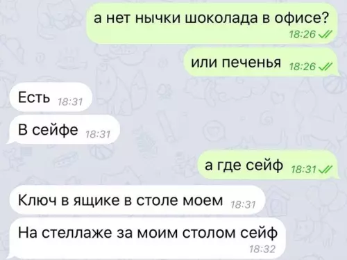 Смешная картинка №388654 Не зовите меня работать к себе в офис, если у вас нет сейфа с шоколадками