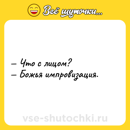 Шутка: — Что с лицом? <br>— Божья импровизация.