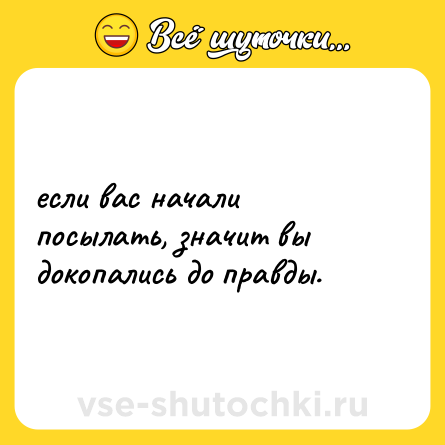 Шутка: если вас начали посылать, значит вы докопались до правды.