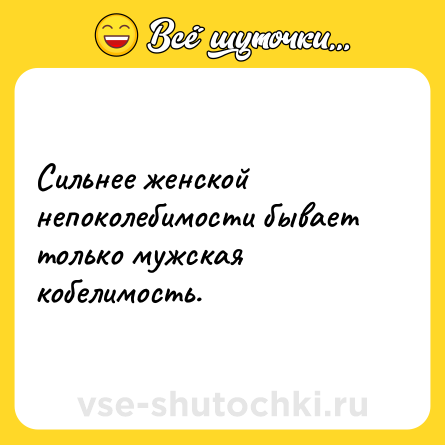 Шутка: Сильнее женской непоколебимости бывает только мужская кобелимость.
