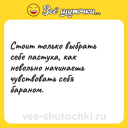 Шутка: Стоит только выбрать себе пастуха, как невольно начинаешь чувствовать себя бараном.