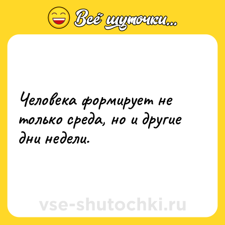 Шутка: Человека формирует не только среда, но и другие дни недели.