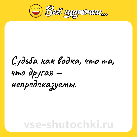 Шутка: Судьба как водка, что та, что другая — непредсказуемы.