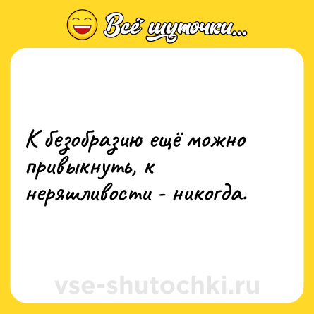 Шутка: К безобразию ещё можно привыкнуть, к неряшливости - никогда.