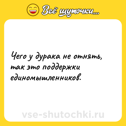 Шутка: Чего у дурака не отнять, так это поддержки единомышленников.