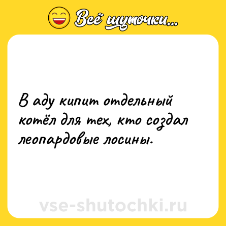Шутка: В аду кипит отдельный котёл для тех, кто создал леопардовые лосины.