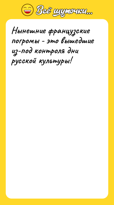 Нынешние французские погромы - это вышедшие из-под контроля дни русской