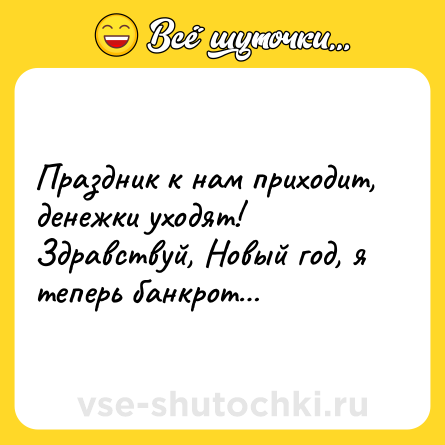 Шутка: Праздник к нам приходит, денежки уходят! Здравствуй, Новый год, я теперь банкрот…