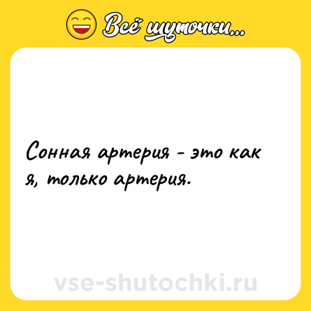 Шутка: Сонная артерия - это как я, только артерия.