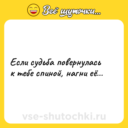 Шутка: Если судьба повернулась к тебе спиной, нагни её