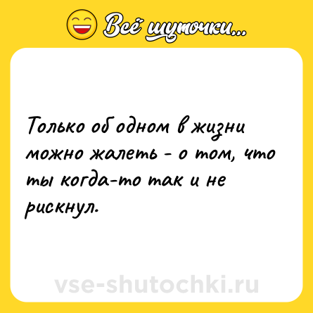 Шутка: Только об одном в жизни можно жалеть - о том, что ты когда-то так и не рискнул.