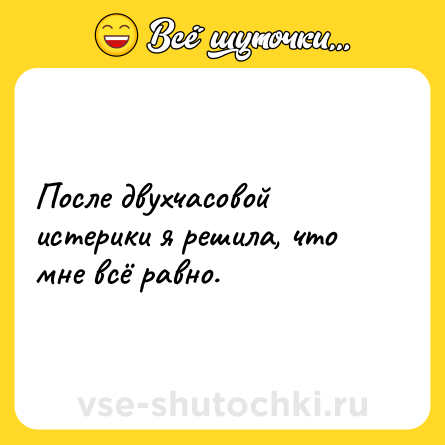Шутка: После двухчасовой истерики я решила, что мне всё равно.