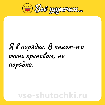 Шутка: Я в порядке. В каком-то очень хреновом, но порядке.