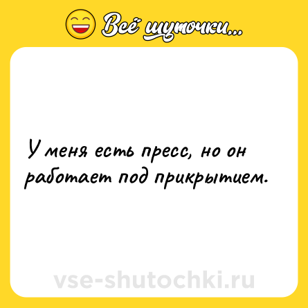 Шутка: У меня есть пресс, но он работает под прикрытием.