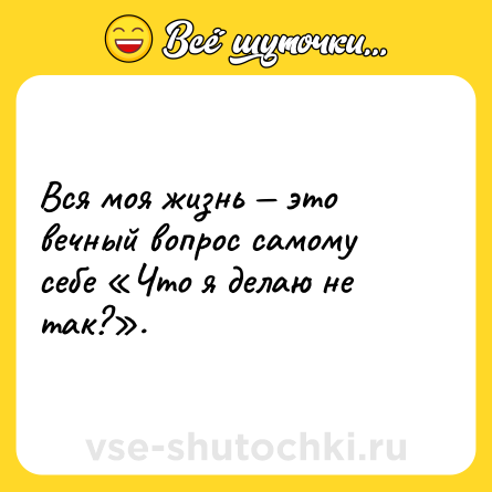Шутка: Вся моя жизнь — это вечный вопрос самому себе «Что я делаю не так?».