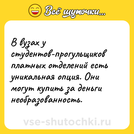 Шутка: В вузах у студентов-прогульщиков платных отделений есть уникальная опция. Они могут купить за деньги необразованность.