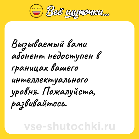 Шутка: Вызываемый вами абонент недоступен в границах вашего интеллектуального уровня. Пожалуйста, развивайтесь.