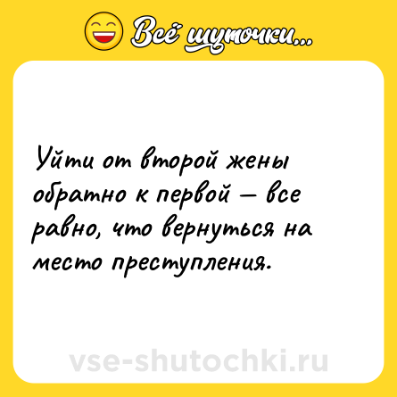 Шутка: Уйти от второй жены обратно к первой — все равно, что вернуться на место преступления.