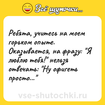 Шутка: Ребята, учитесь на моем горьком опыте. Оказывается, на фразу: 