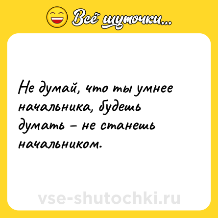 Шутка: Не думай, что ты умнее начальника, будешь думать – не станешь начальником.