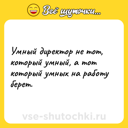Шутка: Умный директор не тот, который умный, а тот который умных на работу берет.