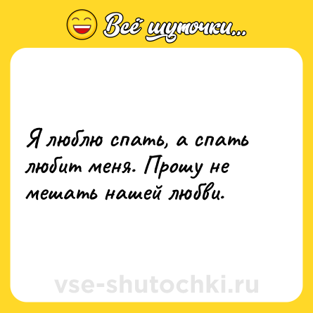 Шутка: Я люблю спать, а спать любит меня. Прошу не мешать нашей любви.